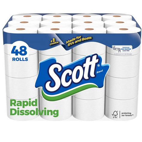 Buy ScottRapid-Dissolving Toilet Paper, 48 Double Rolls, Sustainable ...