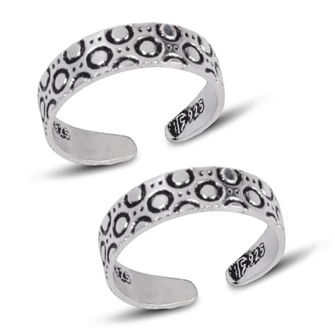 Silver Chest 925 Sterling Silver Toe Ring Pair For Women – Oxidized ...