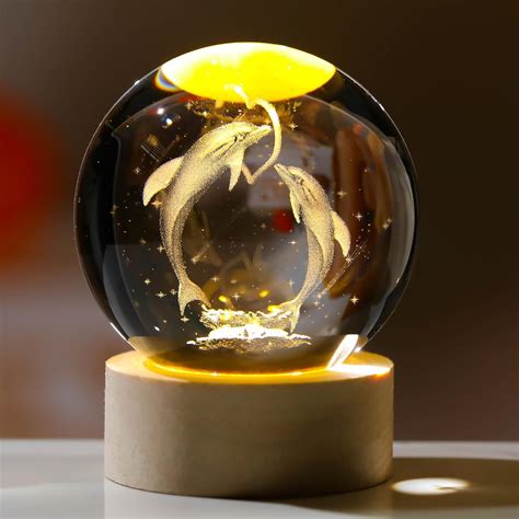 Buy Openja Glowing Crystal Ball 3D Inner Carved Small Crystal Ball ...