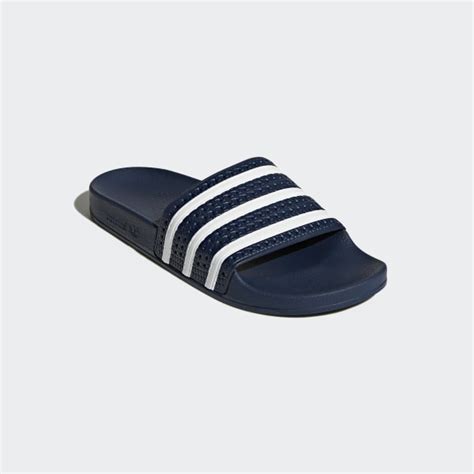 Men's White & Navy Blue adilette Slides | 288022