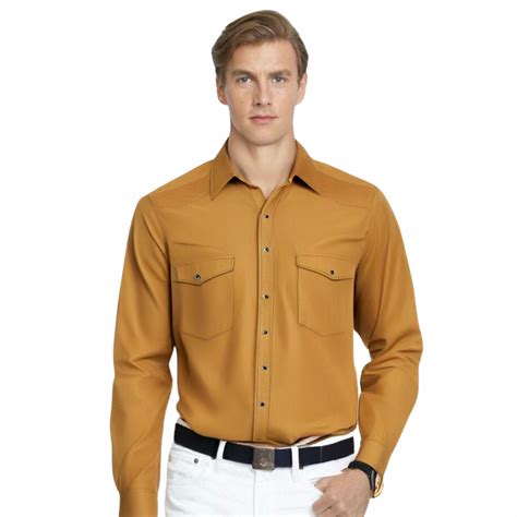 Shop Stylish Men's Tan Colour Western Shirt in Twill Cotton with ...