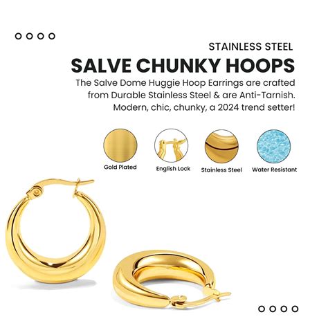 Salve Chunky Dome Huggie Hoop Gold Earrings