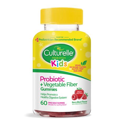 Culturelle Unisex Kids Probiotic + Fiber Probiotic Supplement, 60 Ct ...