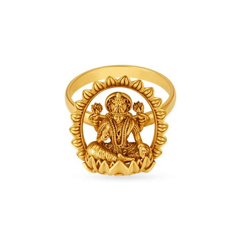 Ornate Carved Goddess Laxmi Finger Ring