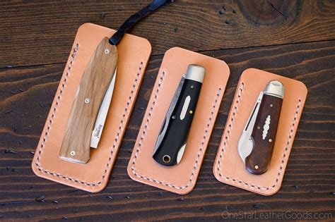 Pocket knife slip case, slipjoint knife sleeve - three sizes, tan ...