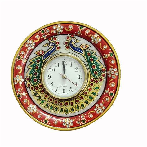 Abee Fancy Handmade Marble Table Clock Small Decorative Clock (6 Inches ...