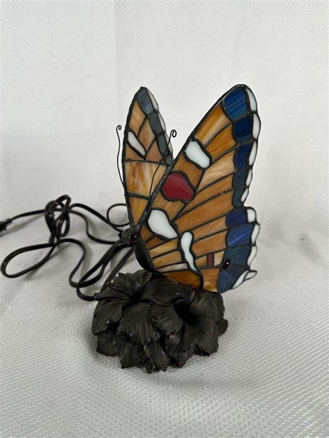 Tiffany Style Stain Glass Butterfly Table Lamp Light Retro Art Deco ...