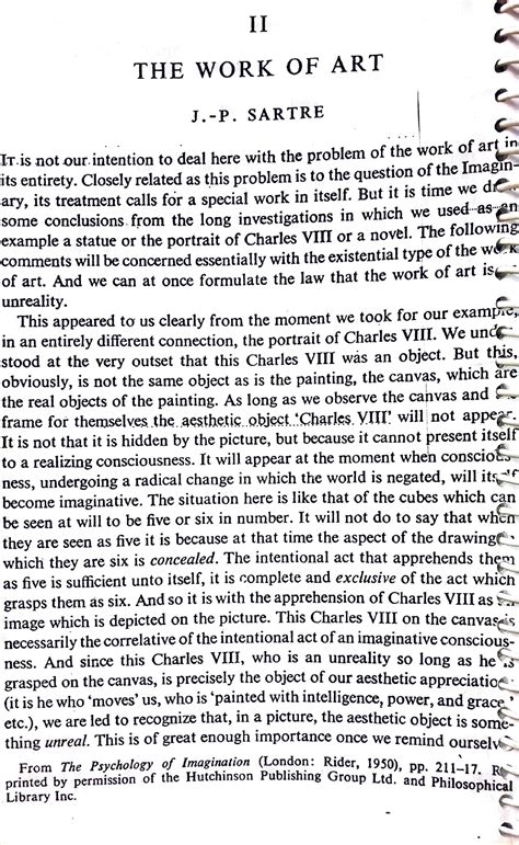 J. -P. SARTRE: The Work of Art (study material) - Art and film ...