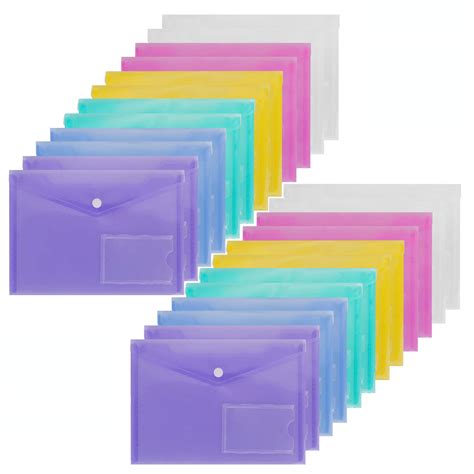 Acrux7 24 Pc A5 Envelopes Plastic Poly Envelopes Plastic Folders ...