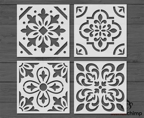 Reusable Tile Stencil Bundle, Decorative Talavera Tile Stencil, Kitchen ...
