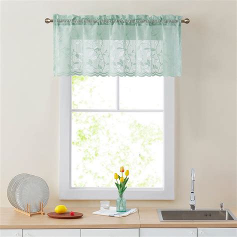 HLC.me Joyce Lace Sheer Kitchen Curtain Valance Topper - Rod Pocket ...