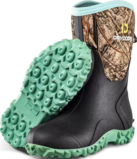 D DRYCODE Rubber Boots for Women, 6mm Neoprene Mid Calf Rain Boots with ...
