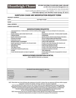 Fillable Online HUNTLEIGH CHASE ARC MODIFICATION REQUEST FORM Fax Email ...