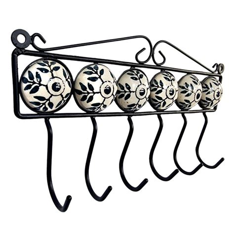 Buy Blue Pottery 6 Hooks Iron Key Hanger/Holders | DMH — Diwam Handicrafts