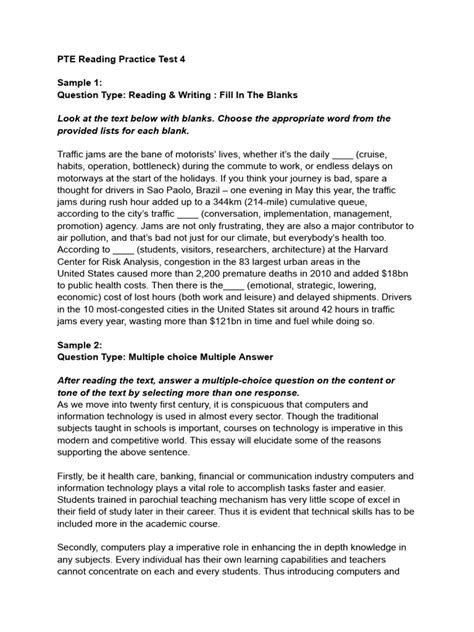 Image result for Pte Reading Practice Test Free