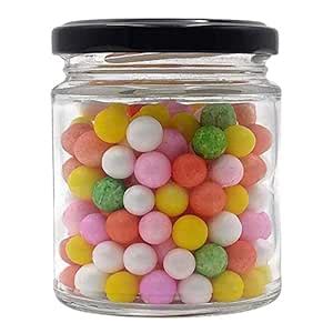 Buy VIJPAS ENTERPRISE 200 ML Glass Jar Round Shape,with Black Metal ...