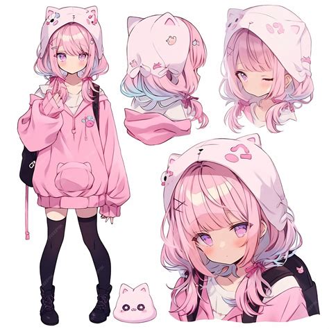 Premium AI Image | a collection of pictures of pink anime characters ...