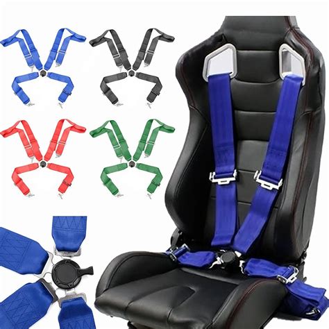 Racing Car Seat Belt 4 Point Cam Lock Race Safety Adjustable Strap Nylon Harness Universal ...