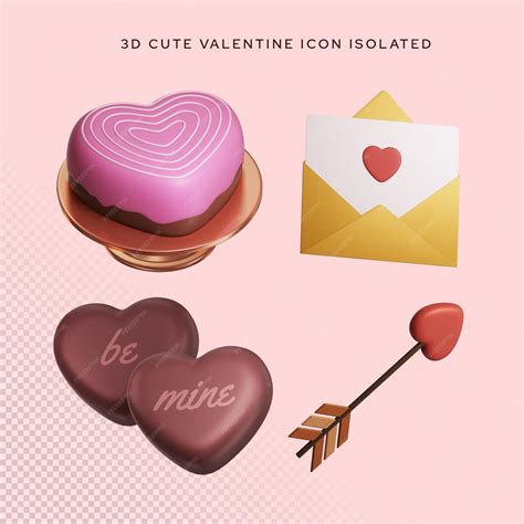 3d stylized render cute valentine icon isolated | Premium PSD