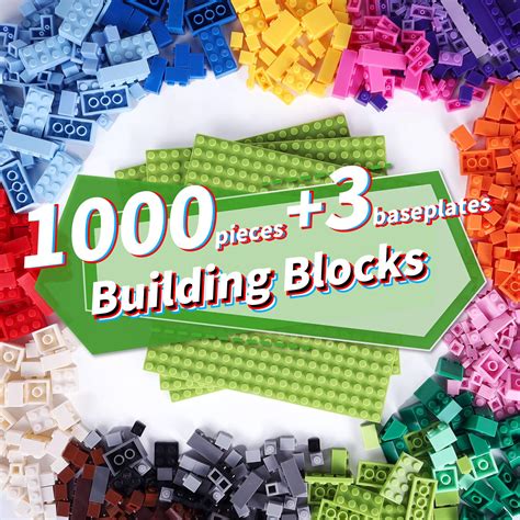 Building Blocks 1000 Pieces Bulk Classic Building Bricks With 3 ...