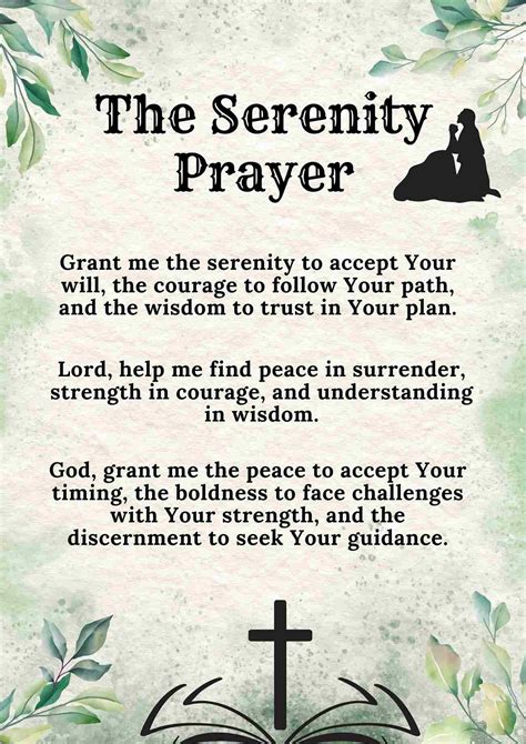 Printable Full Serenity Prayer/serenity Prayer Card