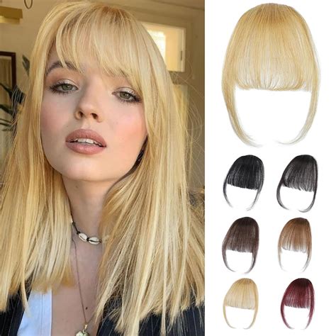 Amazon.com : BUPPLER Clip in Bangs 100% Real Human Hair Pieces Wispy ...