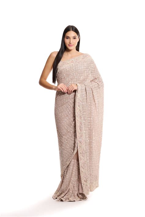 BABY PINK SEQUIN SAREE – Surabhi Chopra Label
