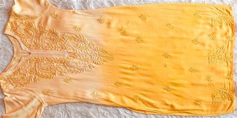 Navari Mustard Yellow Ombre Long Rayon Kurta – colorkosh