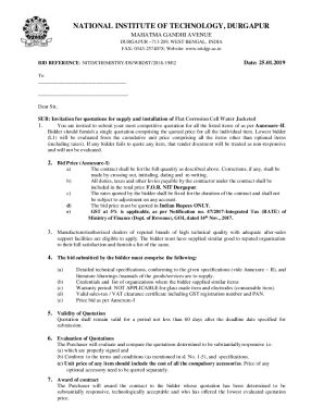 Fillable Online SUB: Invitation for quotations for supply and ...