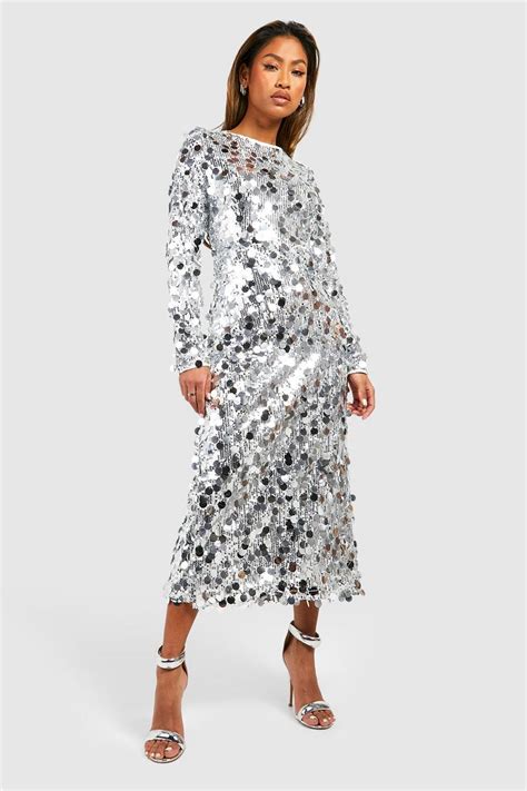 Sequin Disc Midaxi Dress | boohoo