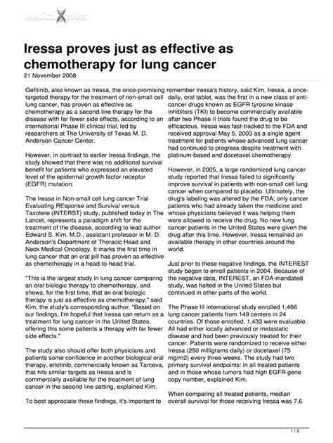Fillable Online Iressa proves just as effective as chemotherapy for ...