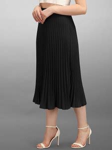 Deklook Solid Women Pleated Black Skirt - Buy Deklook Solid Women ...
