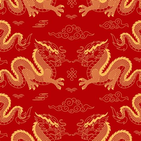 Handgezeichnetes chinesisches Drachenmuster | Kostenlose Vektor
