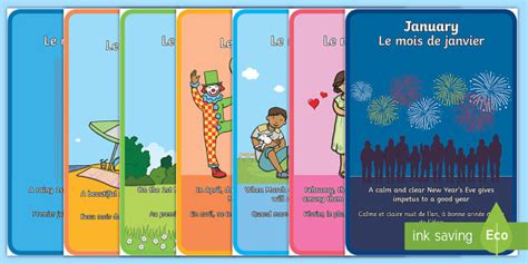 Proverbs About the Months Display Posters English/French