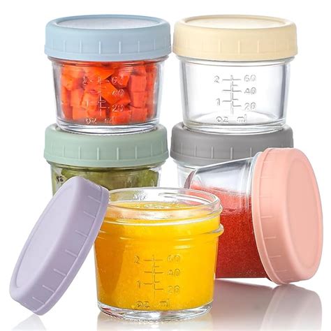 Buy KITOME Glass Baby Food Container Jar With Lids, Salad Dressing ...