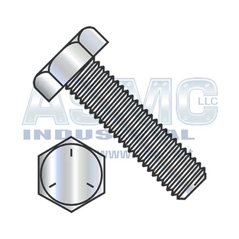7/8-9X4 Hex Tap Bolt Grade 5 Fully Threaded Zinc | ASMC.net
