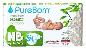 PureBorn Organic Bamboo Diapers For Newborn Babies | X-Small/Size ...