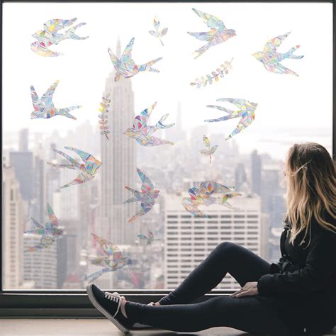 PLIGREAT 34 Pcs Swallows Birds Window Stickers, Static Window Decals ...