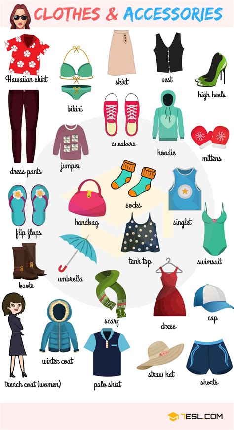 Types of Clothing: Learn Clothes and Accessories Vocabulary in English - ESLBUZZ