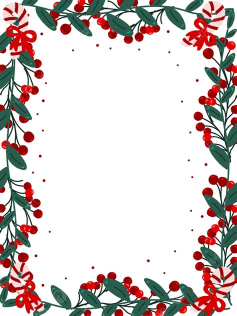 Christmas Border With Wreath Of Cherries And Leaves, Christmas Border ...