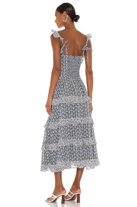 Rebecca Taylor Sleeveless Petula Ruffle Dress in Soft Indigo Combo ...