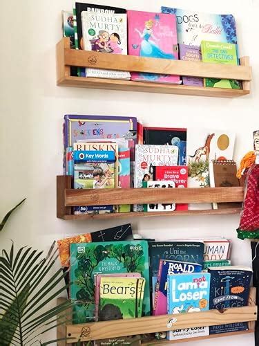 Crakid Wooden Wall Mounted Kids Floating Shelf 24 inch | Natural Wood ...