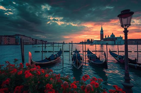 Venice italy view with gondola breathtaking scene | Premium AI ...