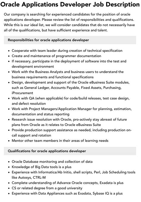 Image result for Oracle Developer Job Description