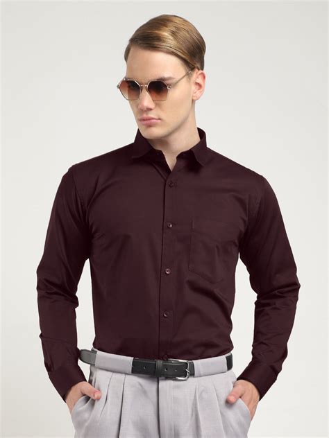 Streetwise Wine Satin Plain Shirt - Jimmy Luxury