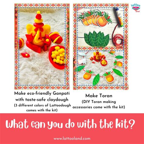 LattooLand Ganesha Kit - Set of dough tubs, Stamp, Stencil, Rangoli Po ...