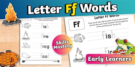 Letter Ff Words: Letter Recognition Worksheet for PreK-K
