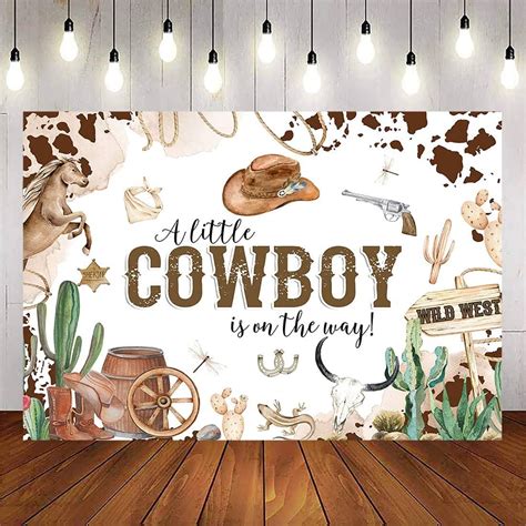 Amazon.com : Avezano 7x5ft Cowboy Baby Shower Backdrop A Little Cowboy ...