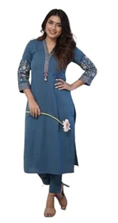 Buy Biloniya Clothing Women's Rayon Embroidery Work on Neck Line ...