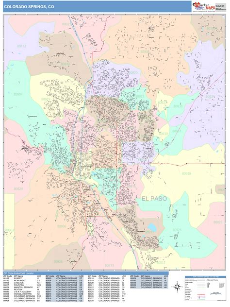 Colorado Springs Colorado Wall Map (Color Cast Style) by MarketMAPS ...
